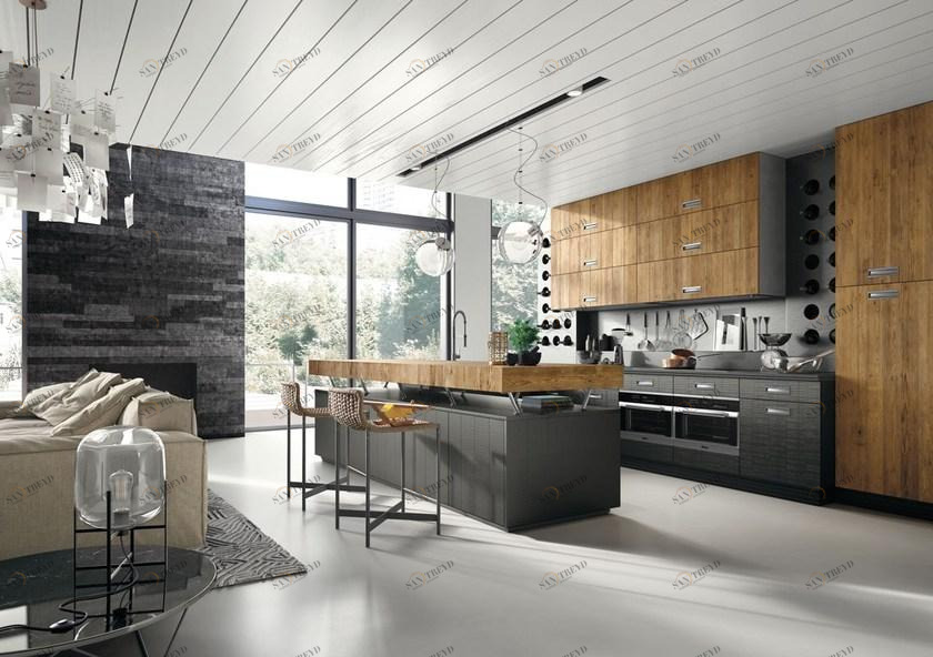Marchi Cucine Встроенная кухня в современном стиле с островом с ручками Lab 40 sun-id-1455947