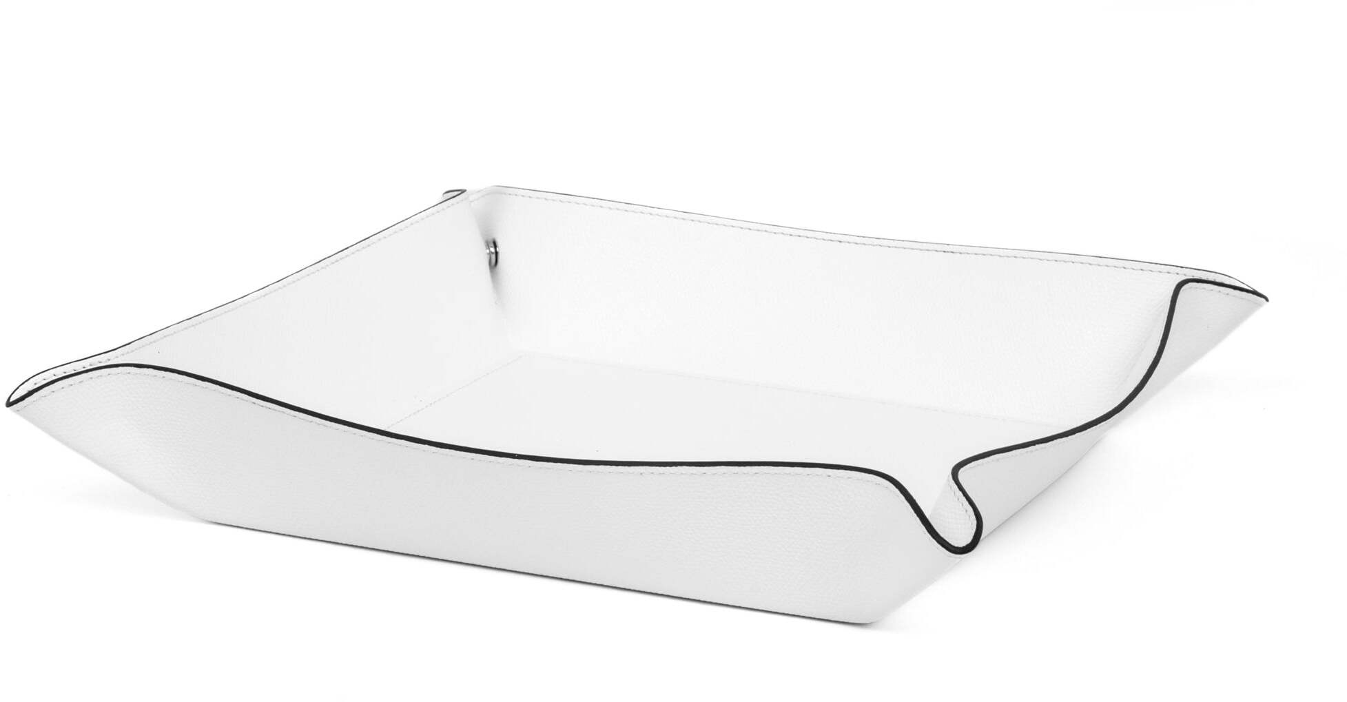 Квадратный поднос для мелочей - 22X22 см / плетеная кожа_темно-синий