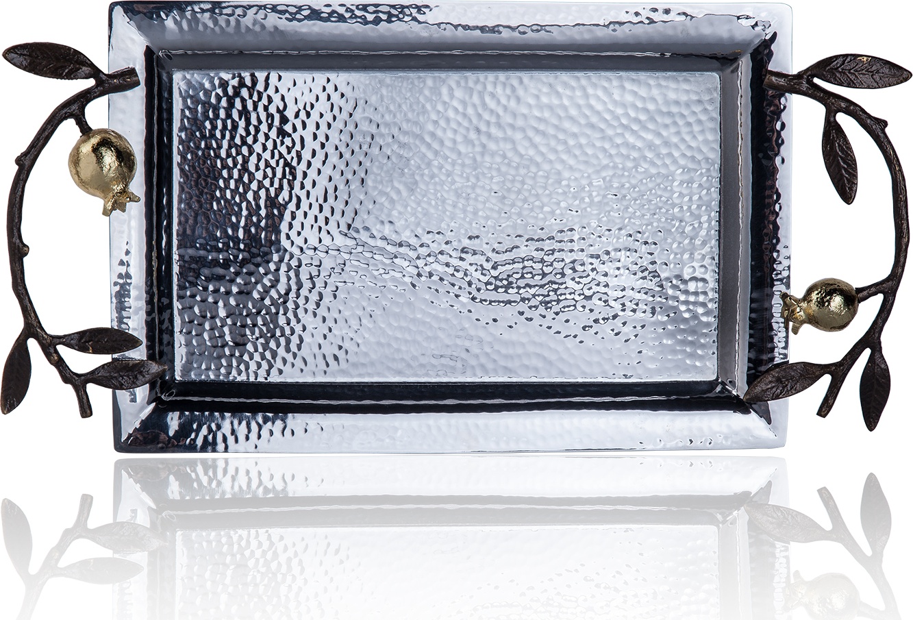 10612952 Michael Aram Поднос прямоугольный Michael Aram Гранат 31x15см, сталь нержавеющая, серебристый Сталь нержавеющая 