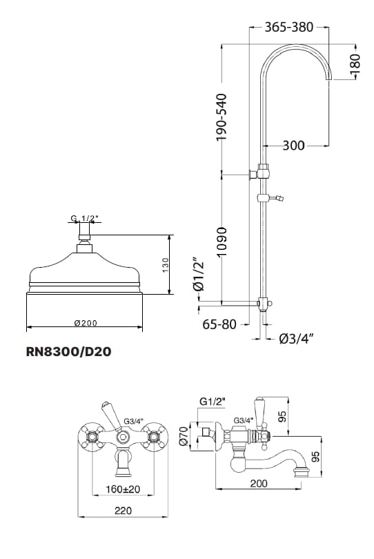 Душевая колонна с душем и ручным душем Gaia Mobili Complements ARCH-00059922 - Вид №2