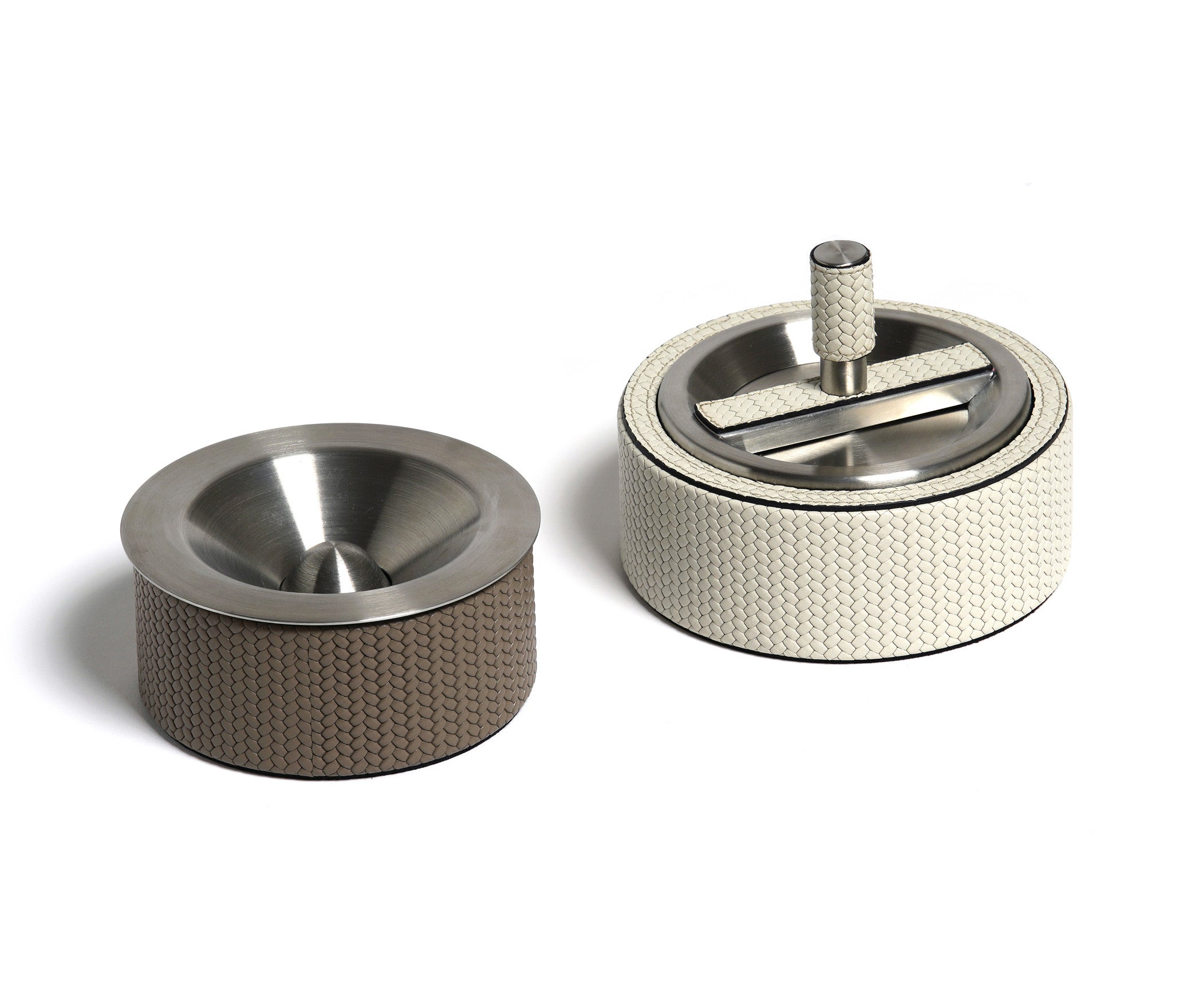 Пепельница Vulcano - Ø 13XH5,5 см / тканая кожа_coffee Pinetti 00.1382.061.015 - Вид №2