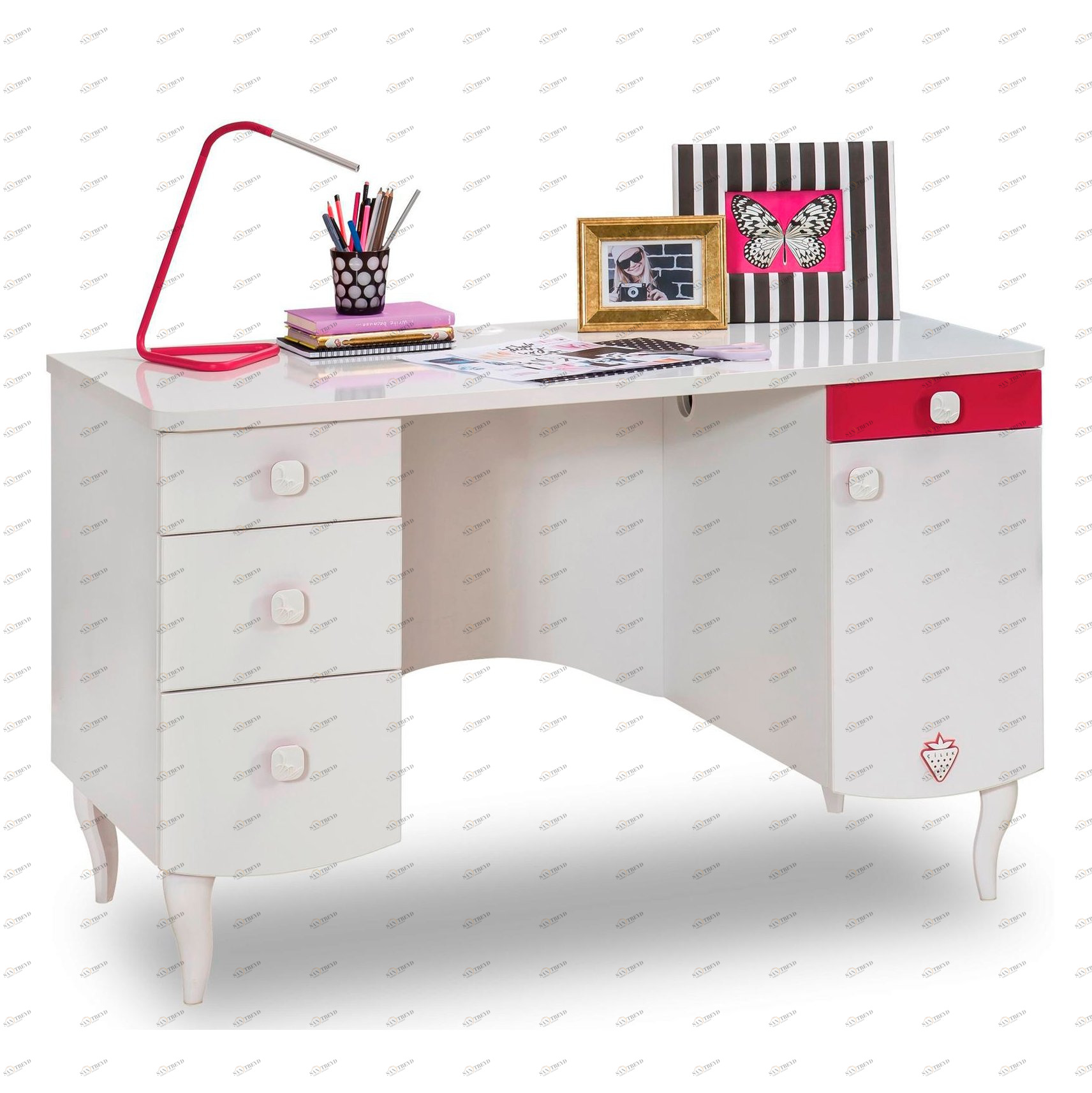 Письменный стол белый с ящиками и дверцей 124 см Yakut CILEK YAKUT 00-3832451 Белый Santreyd 