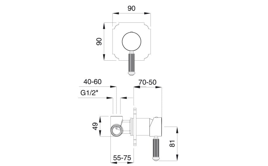 Однорычажный встраиваемый смеситель для душа Gaia Mobili Complements ARCH-00062455 - Вид №2