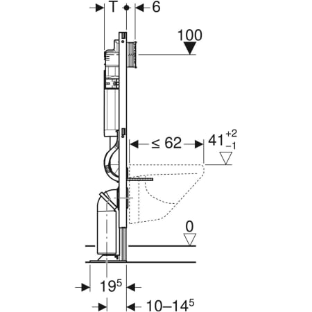 GEBERIT 111.333.00.5 Инсталляция Geberit Duofix для подвесного унитаза, 112 см, со смывным бачком скрытого монтажа Sigma 12 см, отдельно стоящий  - Вид №3