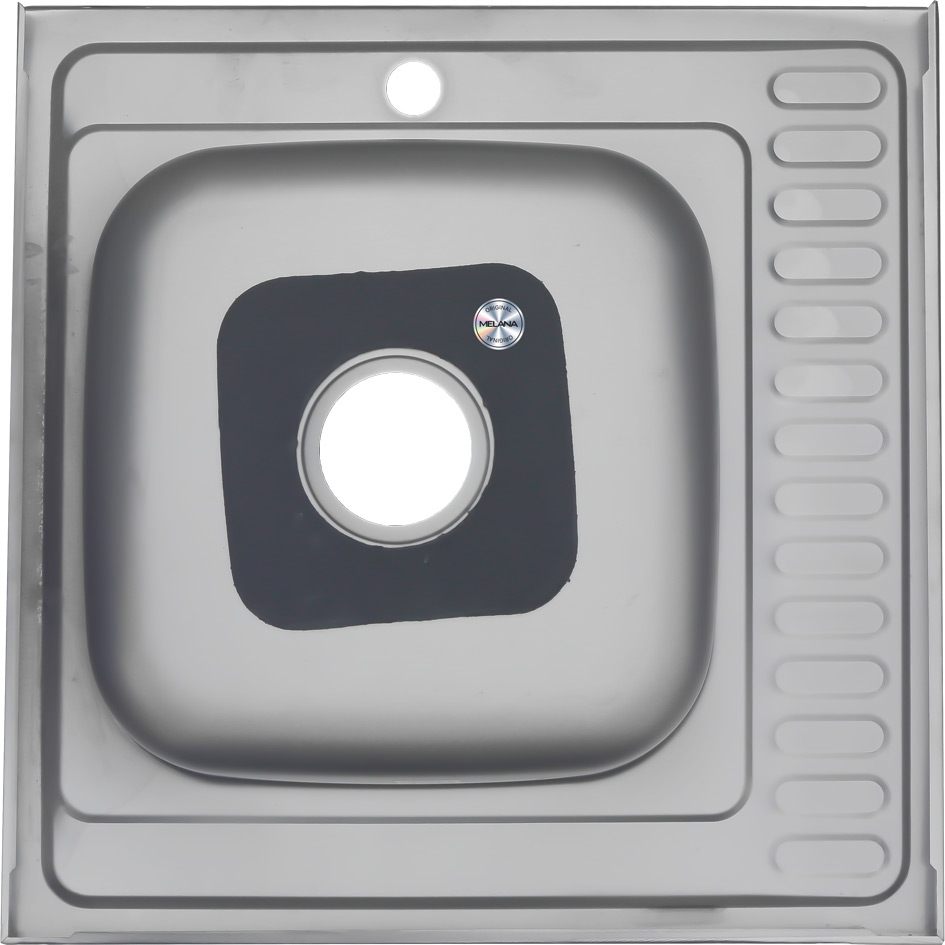 Мойка 6060 R MELANA 0,8/180 ДЕКОР накладная прямоугольная с сифоном (097D t R*10) 097D t R (*10) - Вид №2