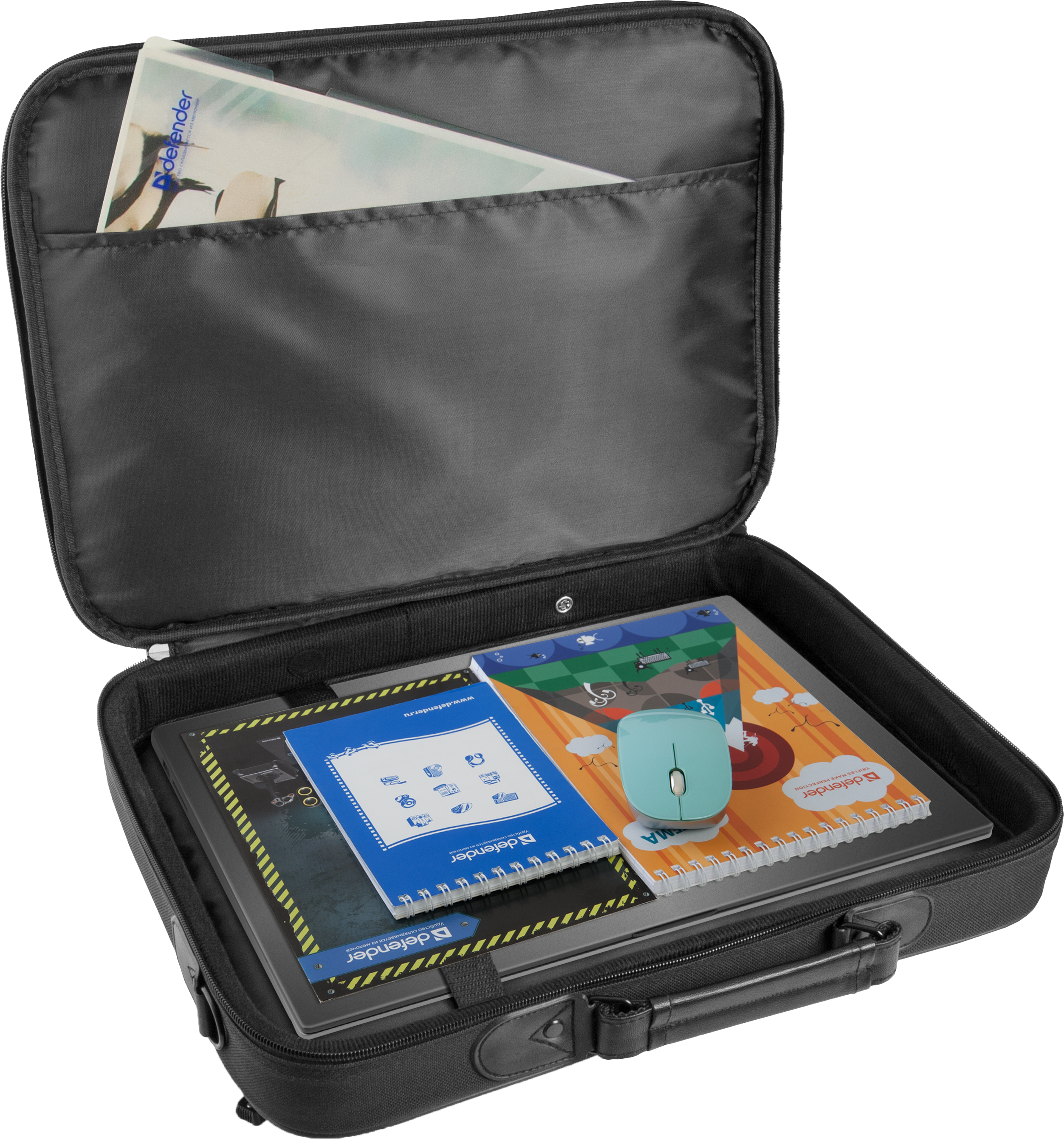 26019 сумка для ноутбука ascetic 15"-16" черный, жесткий каркас, карман Defender Santreyd  - Вид №5