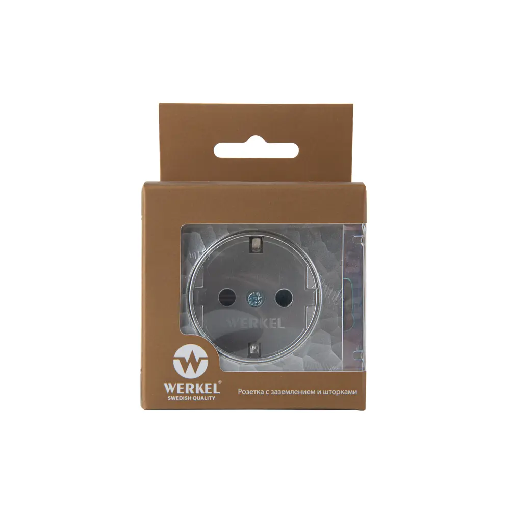 Розетка встраиваемая Werkel Hammer с заземлением со шторками цвет серебряный STLM-2153601 - Вид №3