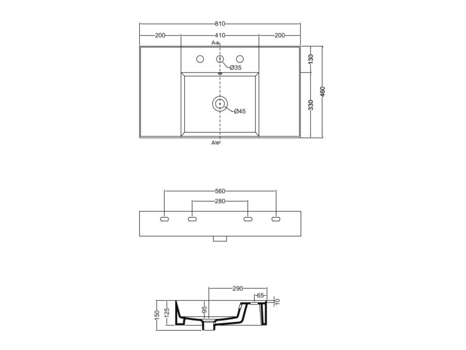 Прямоугольная керамическая подвесная раковина с ящиками COLAVENE Квадратная ARCH-00133382 - Вид №1