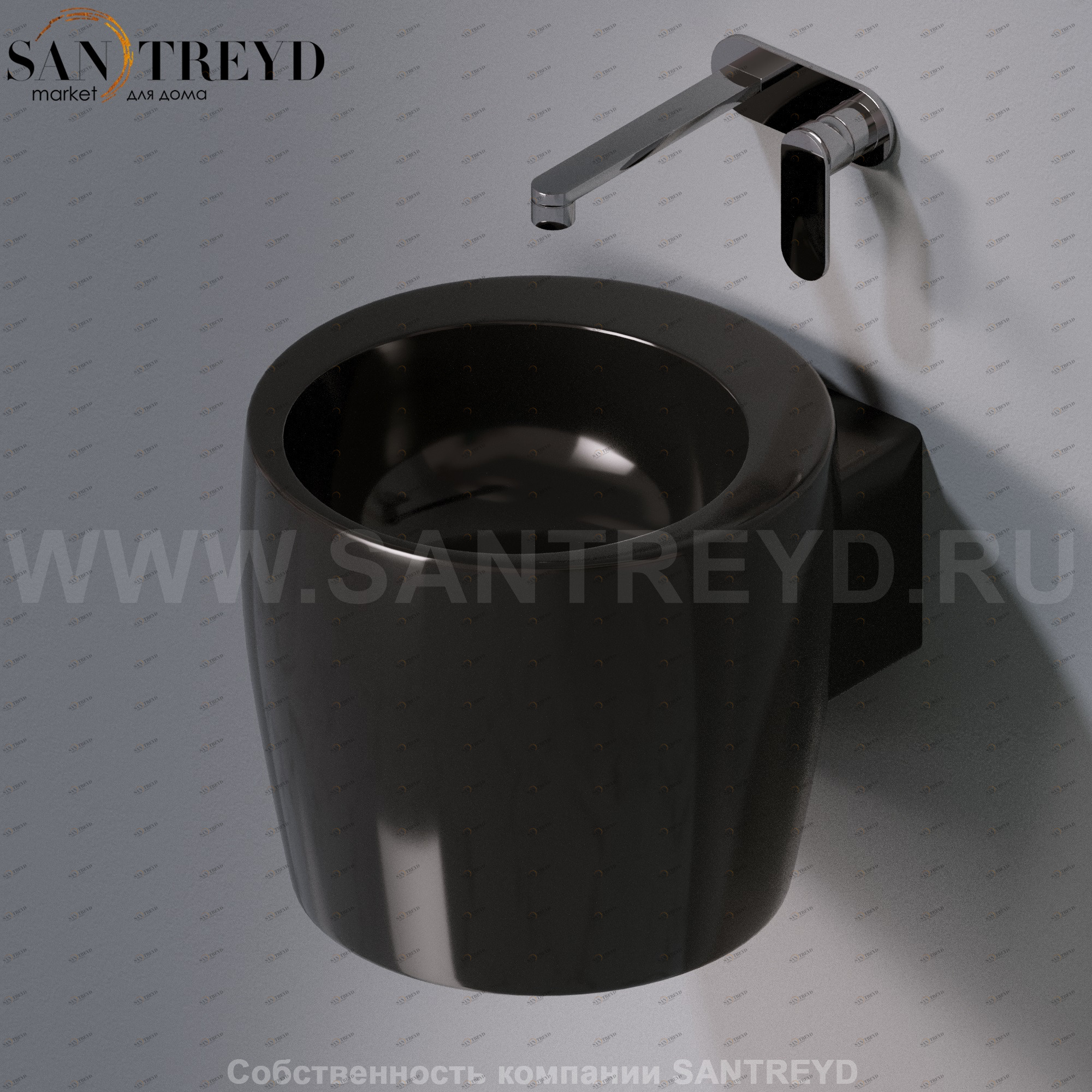 L102T0R0V1.104 Подвесная раковина настенная круглая A. e T. Italia SPOT черная AeT ITALIA TOTEM