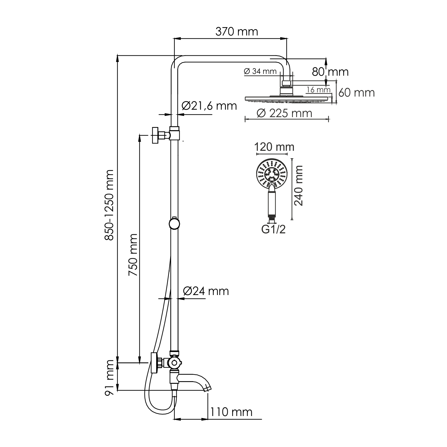 A188.067.058WM Thermo A188.067.058.WM Thermo Душевой комплект с термостатическим смесителем WasserKRAFT  - Вид №1