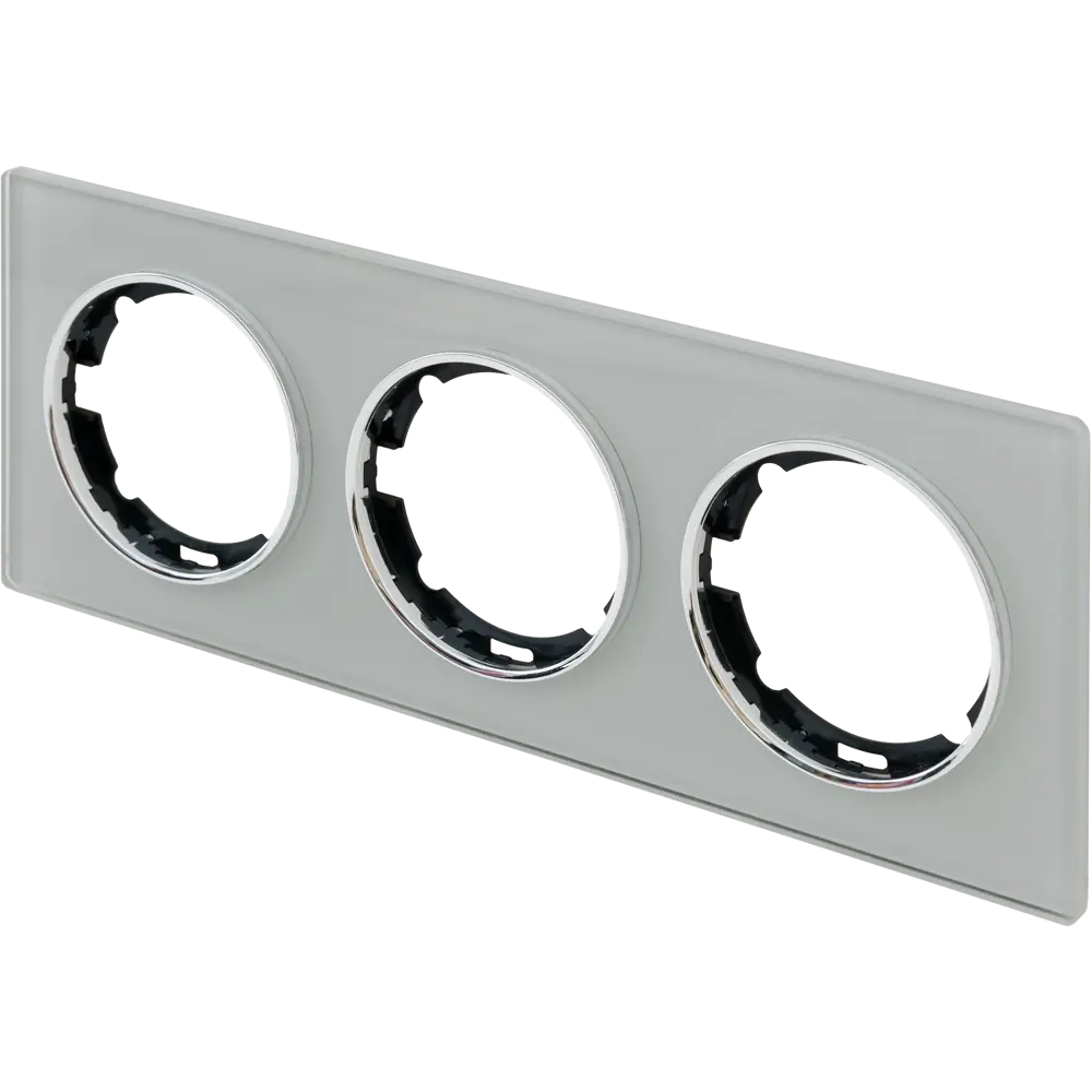 ONEKEYELECTRO Стеклянная тройная рамка для розеток серый глянец 82838533 Florence STLM-0036864 - Вид №2