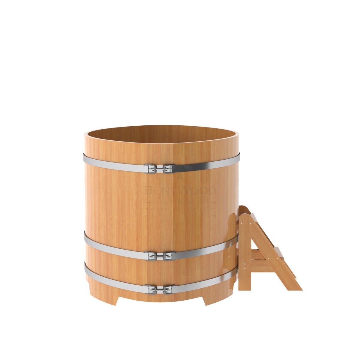 1548 Купель овальная из сращенных ламелей лиственницы 1,15х1,83х1,1 натуральная Alyarus  - Вид №2