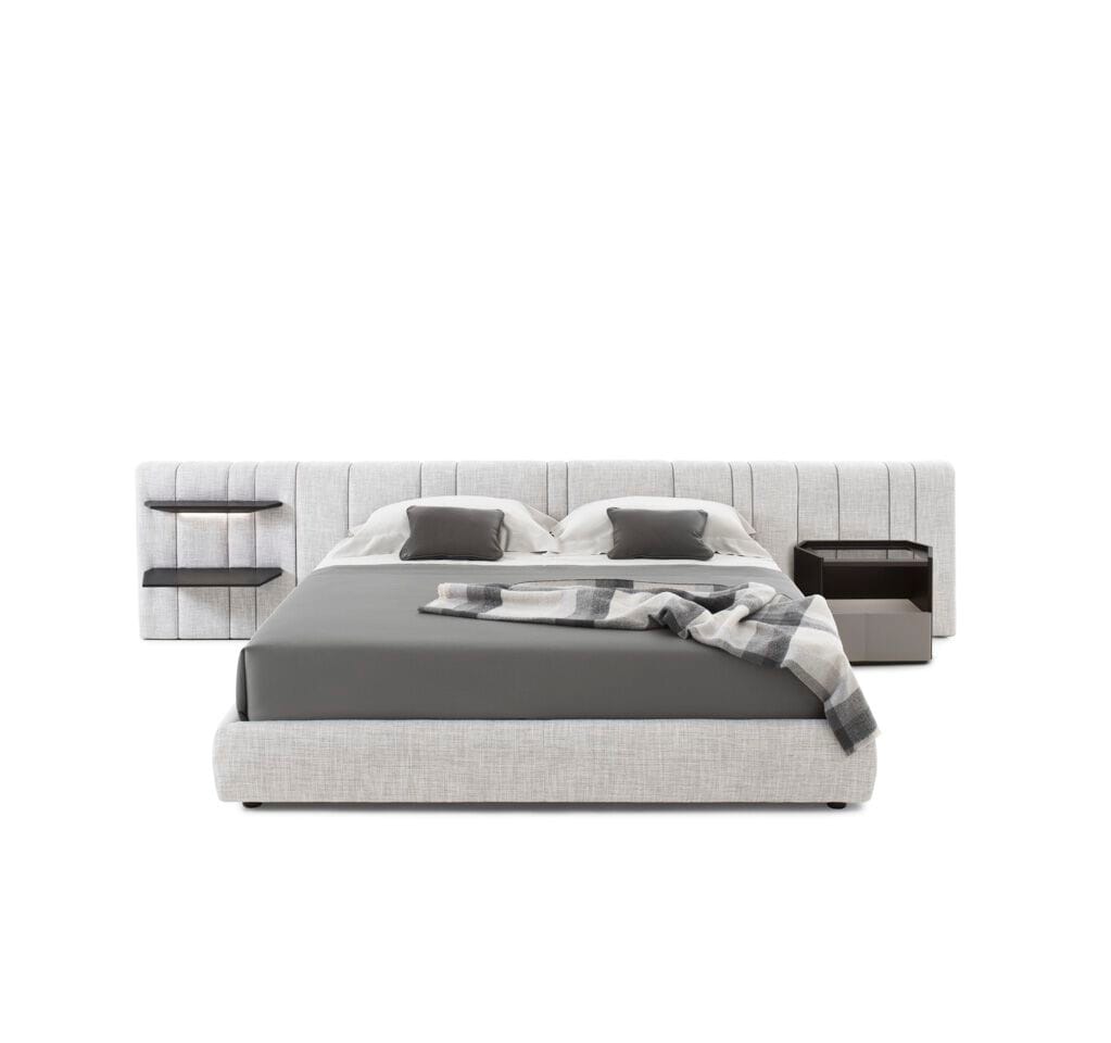 Двуспальная кровать из ткани со встроенными тумбочками с мягким изголовьем Giorgetti KARPHI NAP ARCH-00007402 - Вид №2