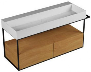 MSQ 122 Мебельное решение Azzurra ceramica Подвесная конструкция из окрашенного металла в комплекте с тумбой с двумя ящиками ELEGANCE