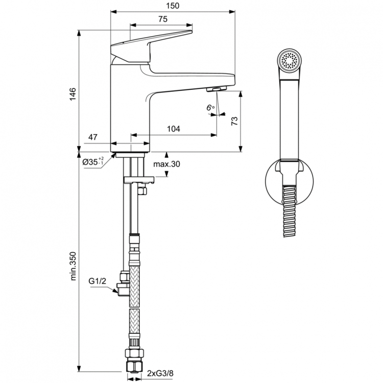 BD231AA Смеситель для раковины Ideal Standard CERAPLAN  - Вид №2