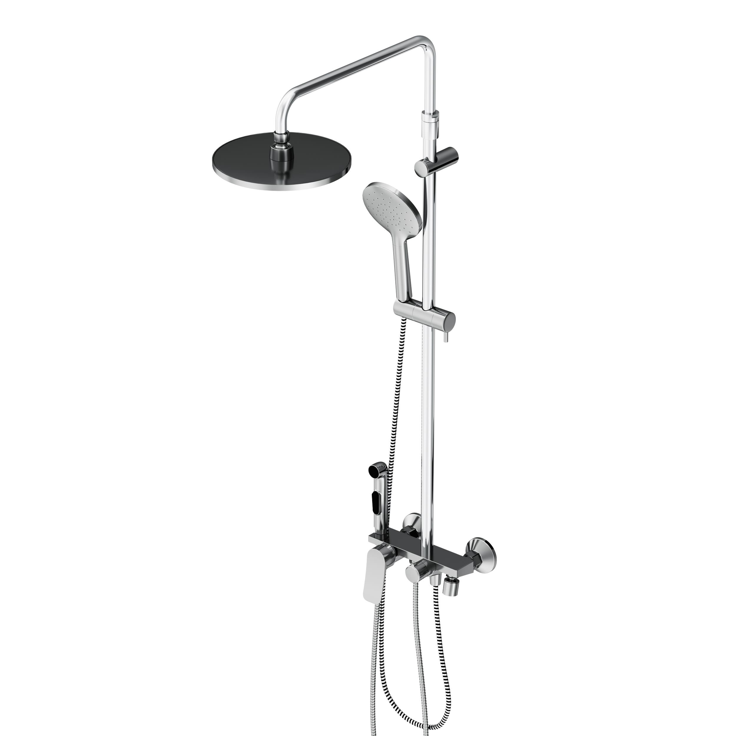 DX220910000 душевая система со смесителем-полкой: верхний душ 230мм ручной душ 120мм 1 реж Damixa Apollo - Вид №4
