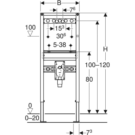 111.477.00.1 Инсталляция Geberit Duofix для раковины, 130 см, настенный смеситель наружного монтажа, с внутристенным сифоном Geberit  - Вид №2