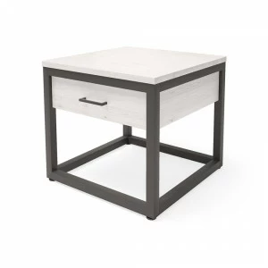 Тумбочка прикроватная белая с ящиком Neo Loft MILLWOOD RAW 134462 Белый;черный