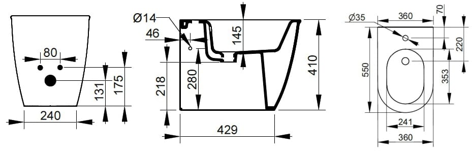 Керамическое напольное биде с переливом Ceramica Dolomite Mayka ARCH-00122711 - Вид №8