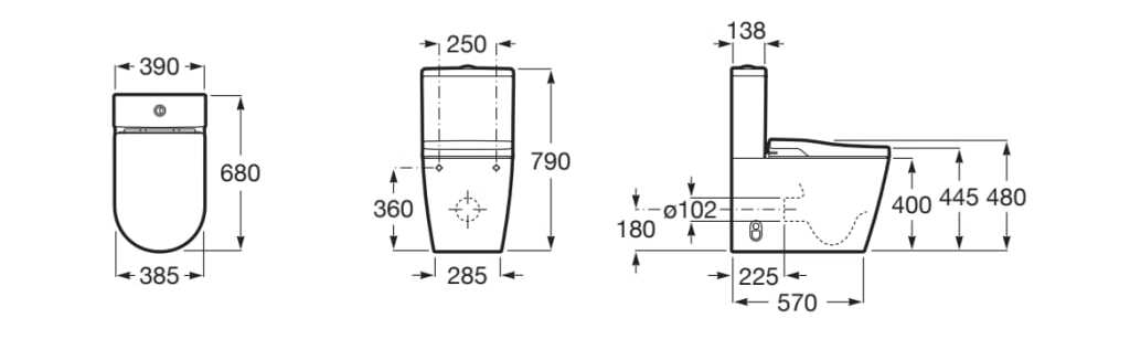 Керамический моноблочный туалет биде с внешней кассетой Roca IN-WASH® INSPIRA 80306L..1 ARCH-00031989 - Вид №2