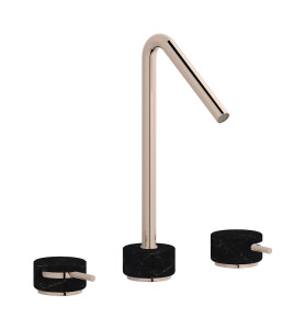 Смеситель для раковины на 3 отверстия с высоким изливом в комплекте с донным клапаном. WE ARE IB mr390rs_2 Rose Gold Marmo