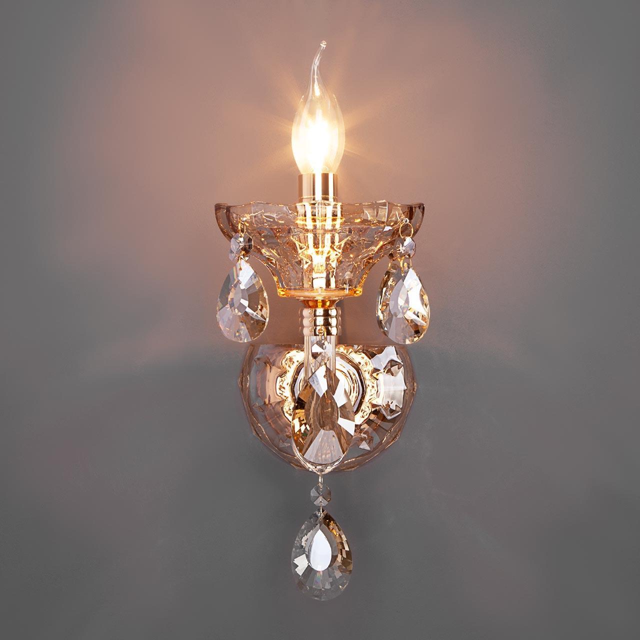 Бра хрустальное золотое Lecce Strotskis 310/1 BOGATES СВЕЧА 00-3930343 Золото;прозрачный  - Вид №2