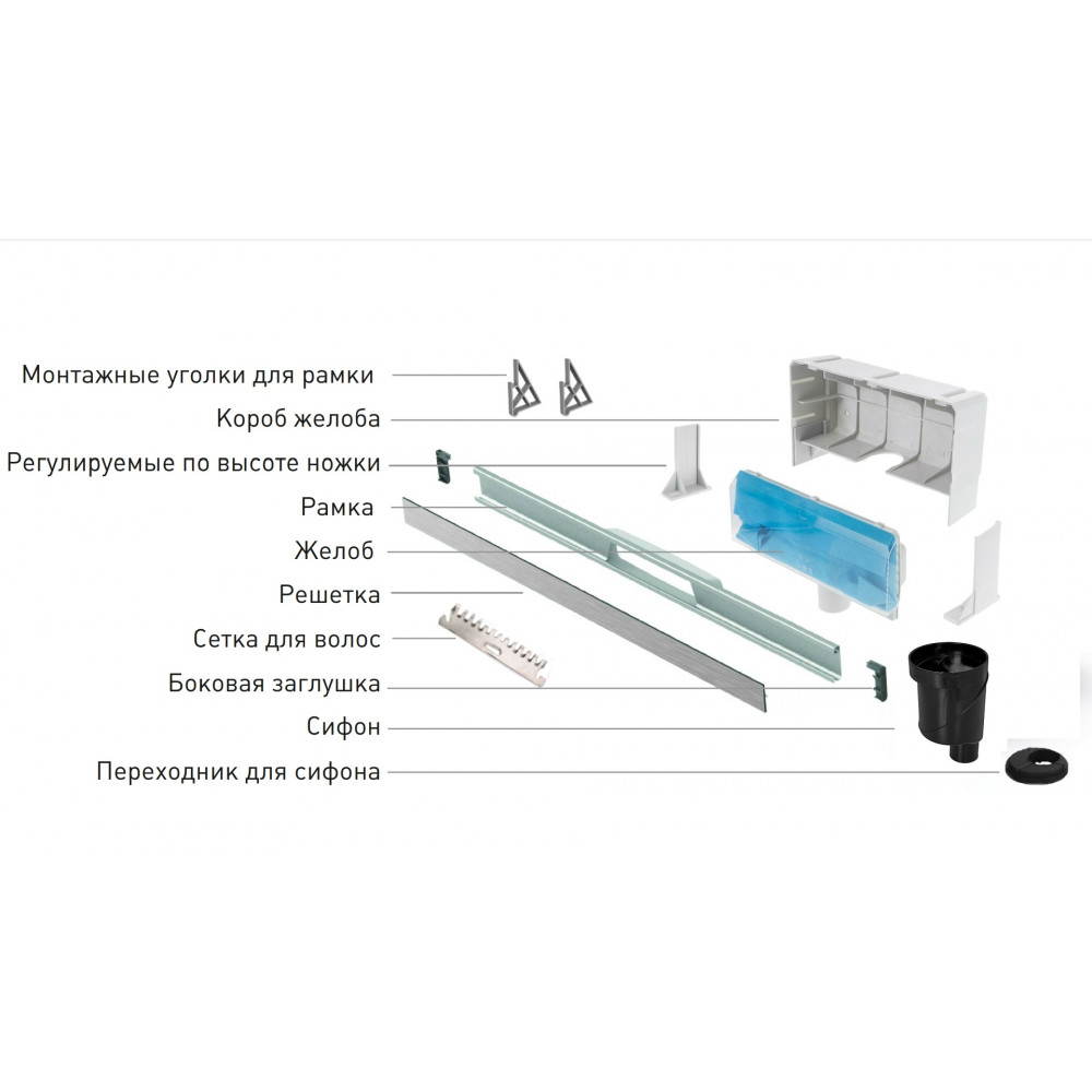 090057 Желоб водосток WALL 1000 пристенный  Berges WALL - Вид №5
