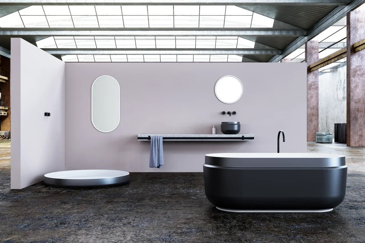 Ванна из искусственного камня Kerrock Boul 01231 BLACK Словения Kolpa-San  - Вид №1