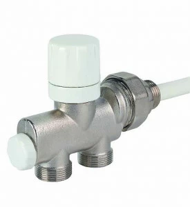Carlo Poletti V15931Q 4 way valve for copper or plastic pipe. Distance between connections 38 mm.