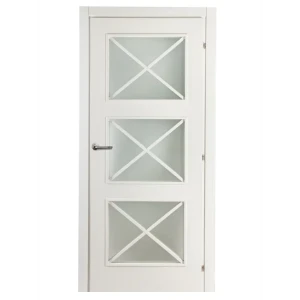Дверь межкомнатная остекленная Камелия белый 2000x800 мм с фурнитурой