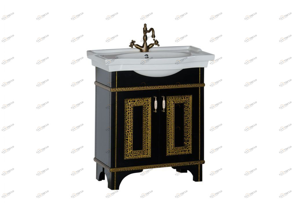 Тумба под раковину Aquanet Валенса 80 черный краколет/золото sun-id-271682