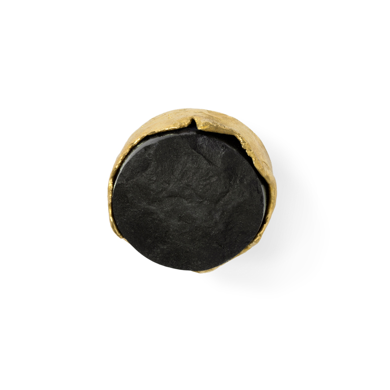 CM3004 PullCast Ручка ящика TIFFANY MARBLE Полированная латунь и мрамор Half Stone Nero Marquina 