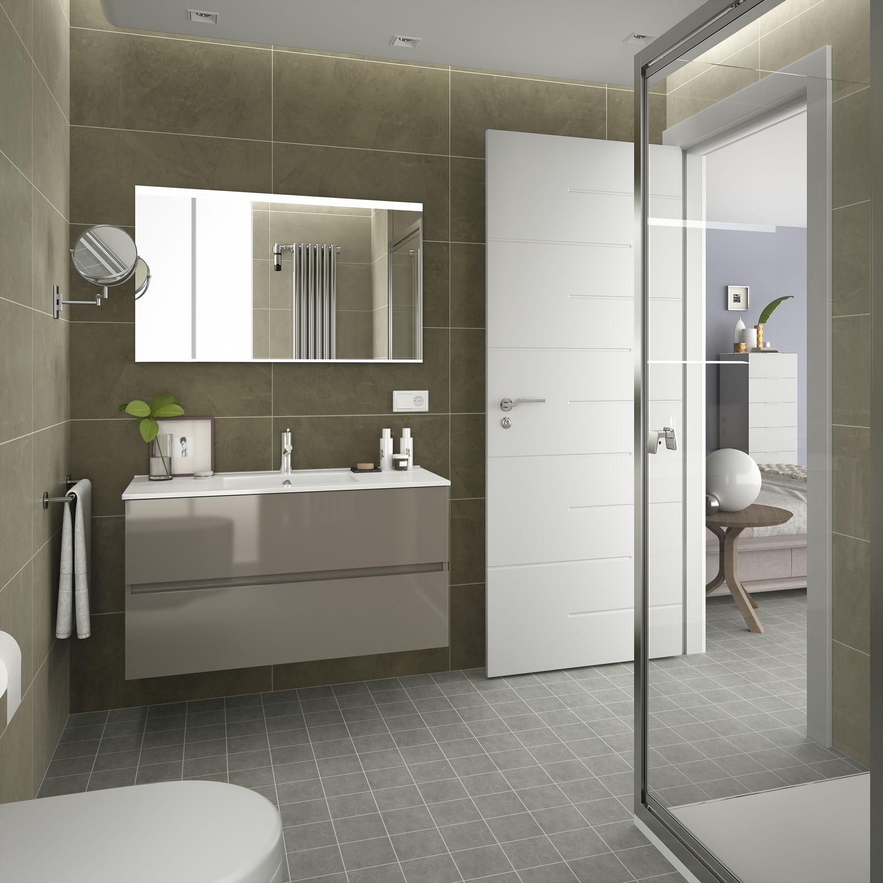 23310 SALGAR Мебель для умывальника FUSSION LINE 1000 2 ящика GLOSS TAUPE 997 x 540 x 450 мм Глянцево-серо-коричневый