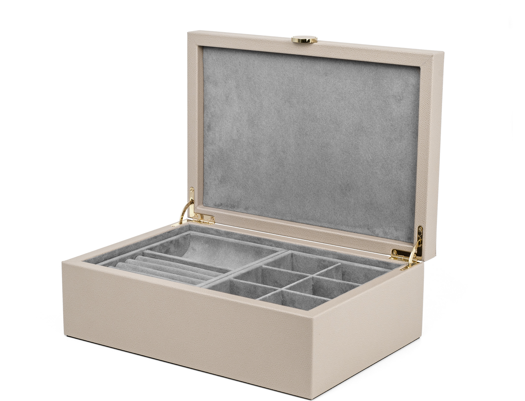 Шкатулка для драгоценностей Prestige - 27X16XH6,6 см / зернистая кожа_светло-серый