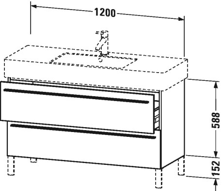 XL654503838 Тумбочка напольная X-Large #XL6545 1200 x 470 мм Доломитово-серый глянцевый лак Duravit - Вид №1