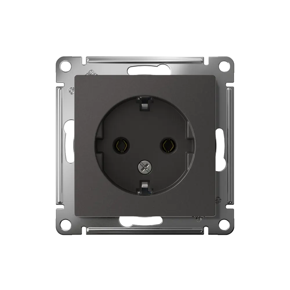 Розетка встраиваемая Systeme Electric AtlasDesign с заземлением цвет базальт 89457220 STLM-2165088 - Вид №1