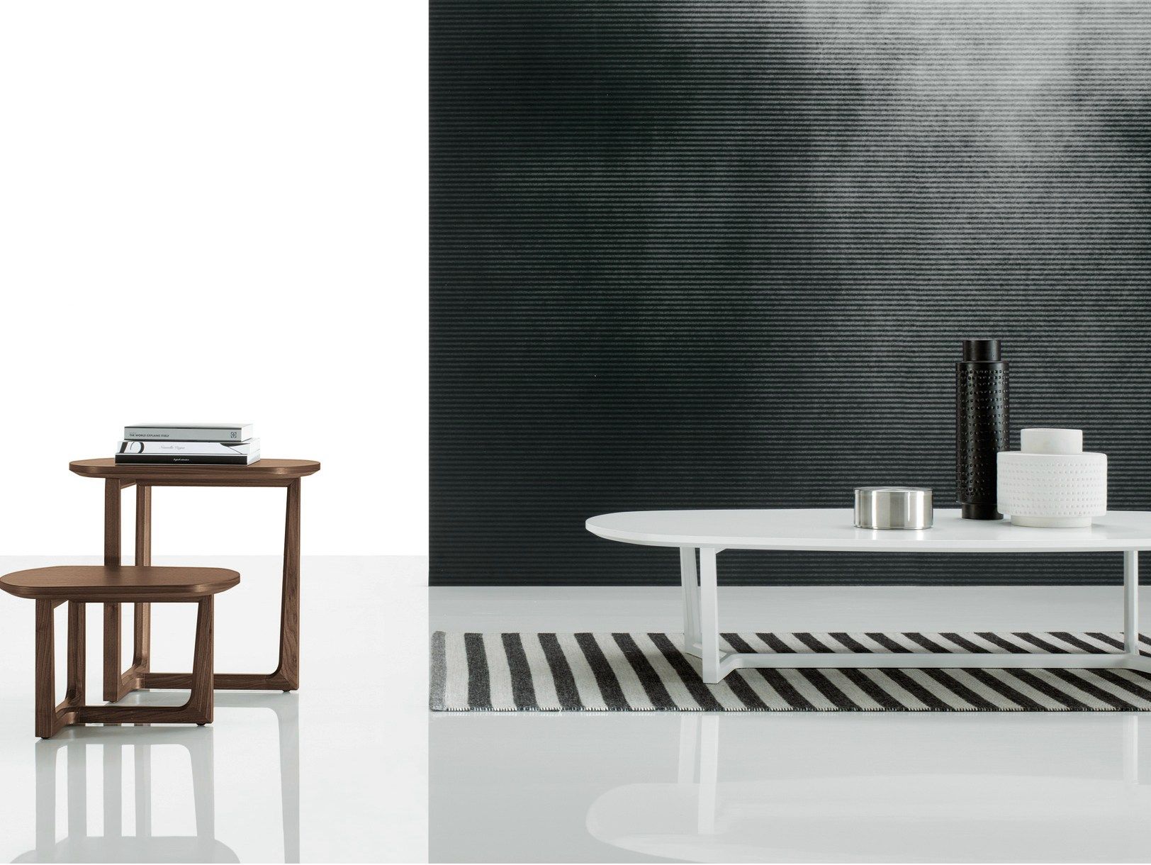 Деревянный низкий овальный журнальный столик для гостиной Poliform TRIDENTE ARCH-00123593 - Вид №2