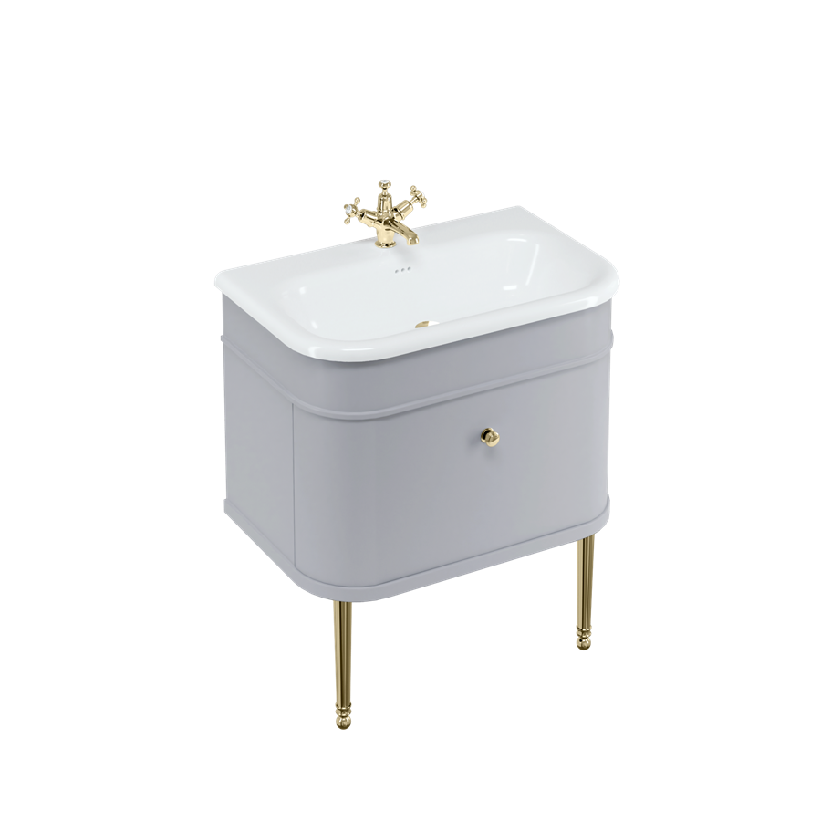 Burlington Chalfont Chalfont 750мм Тумбочка с одним ящиком - Классический серый с никелевыми ножками CH75G-CHLEGNKL  - Вид №3