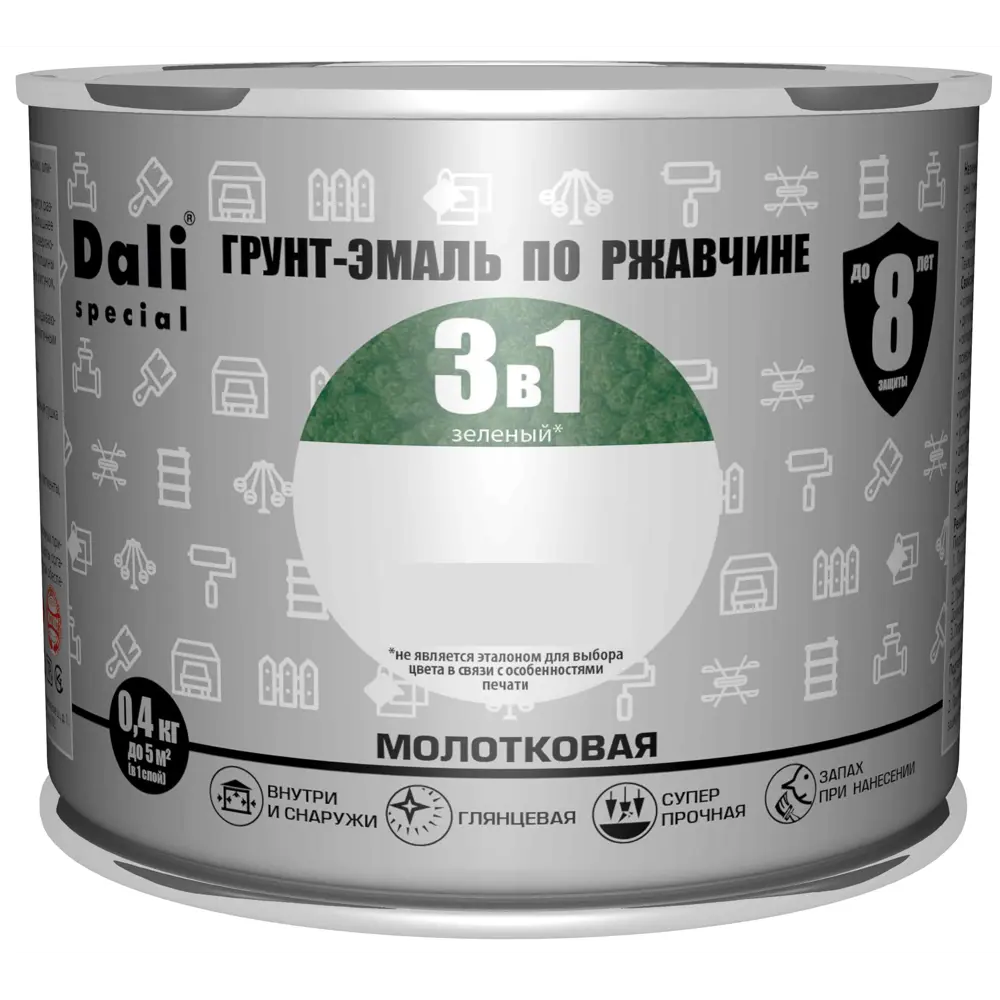Грунт-эмаль Dali 3 в 1 молотковая зеленая 0.4 кг 83372494 STLM-0040612 - Вид №1
