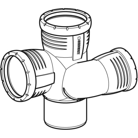 393.554.14.1 Крестовина Geberit Silent-Pro, левая со смещенным впуском и дополнительным отводом 87,5° Geberit  - Вид №1