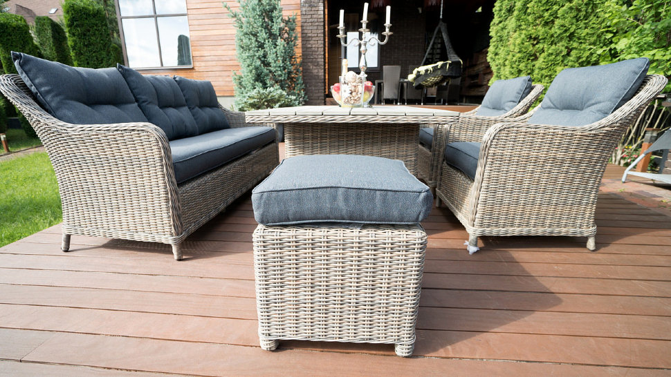 Мебель для дачи серая, диван кресла и столик на 6 персон "Сардиния" BESTA FIESTA  132665 Коричневый  - Вид №3