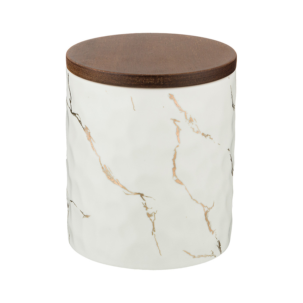 412-112 Посуда фарфоровая Банка ля сыпучих продуктов коллекция золотой мрамор Lefard 