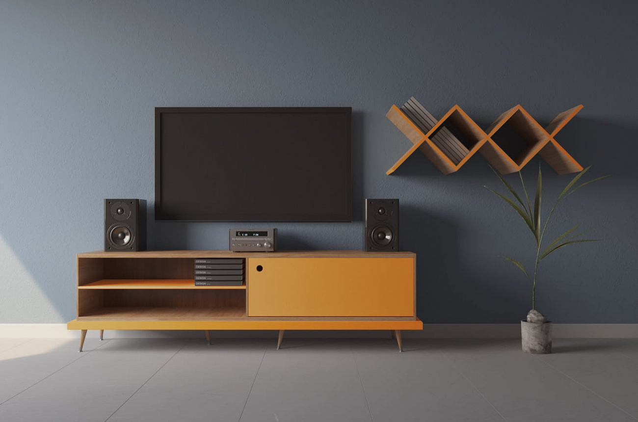 Тумба под телевизор с деревянными ножками бордовая TiWi WOODI  00-3965878 Бежевый;красный  - Вид №6