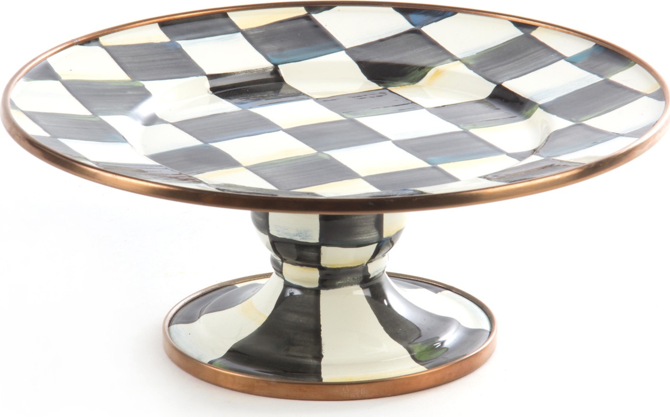 10641809 Mackenzie-Childs Блюдо сервировочное на подставке Mackenzie-Childs Courtly Check, 20см Сталь 