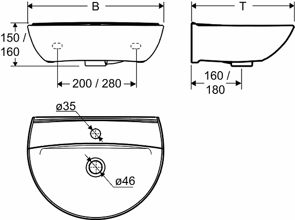 15142 Подвесная раковина настенная прямоугольная IFO  - Вид №3