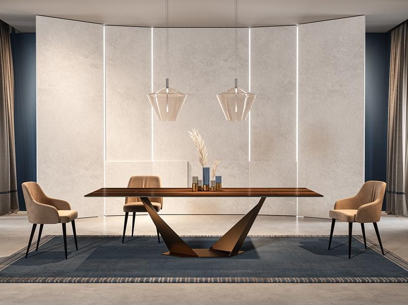 Reflex Раздвижной прямоугольный стеклянный стол с металлическим основанием sun-id-1430311 - Вид №4