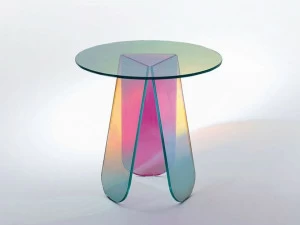 Glas Italia Низкий круглый журнальный столик из хрусталя Shimmer
