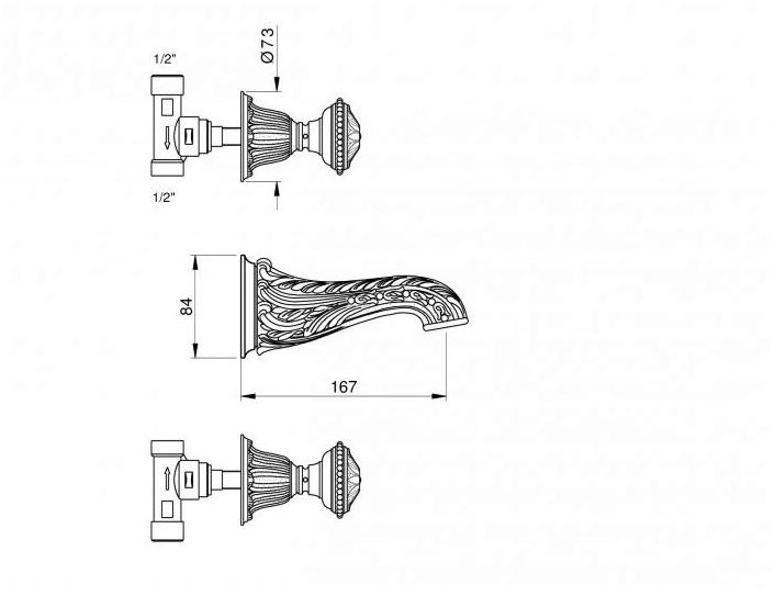 Bronces Mestre Смеситель для умывальника с раздельными розетками Versailles 230433.a010.50 - Вид №1