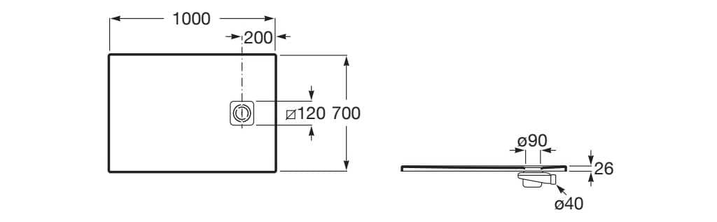 Нескользящий прямоугольный поддон для душа Stonex® Roca Terran-N ARCH-00010458 - Вид №3