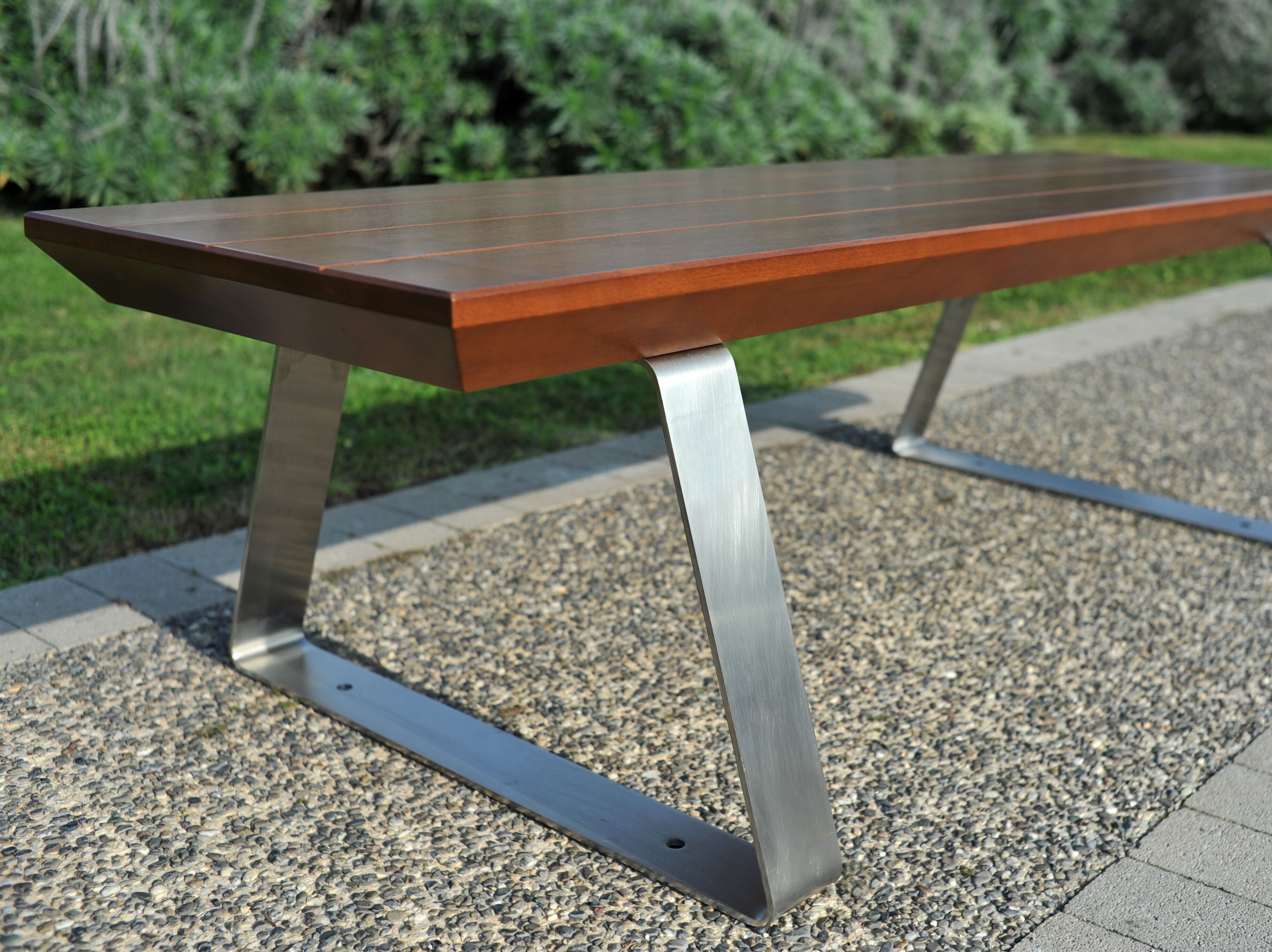 Стальная и деревянная скамья без спинки Viscio Urban Design ARCH-00036609 - Вид №4